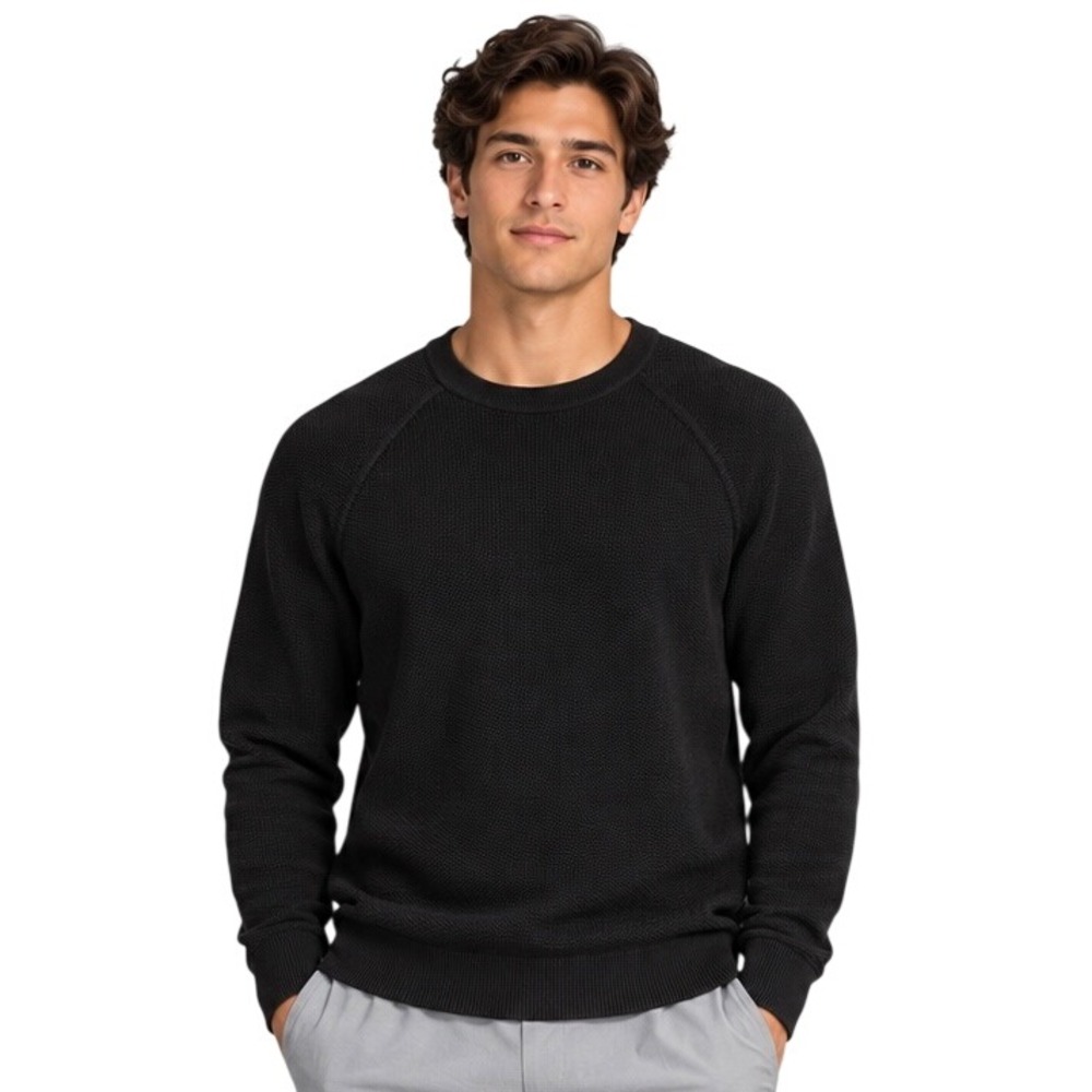 Lululemon Men's Textured Knit Crewneck Sweater Charcoal Coolmax Cotton XL
